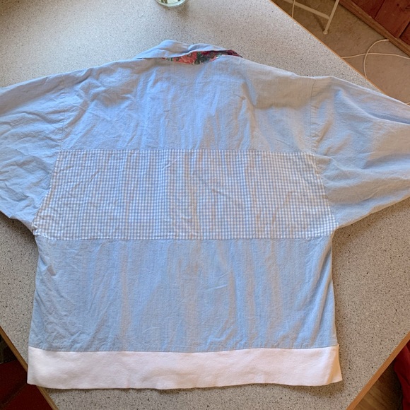 Vintage Button Top Floral Plaid & Chambray Medium - Picture 3 of 7